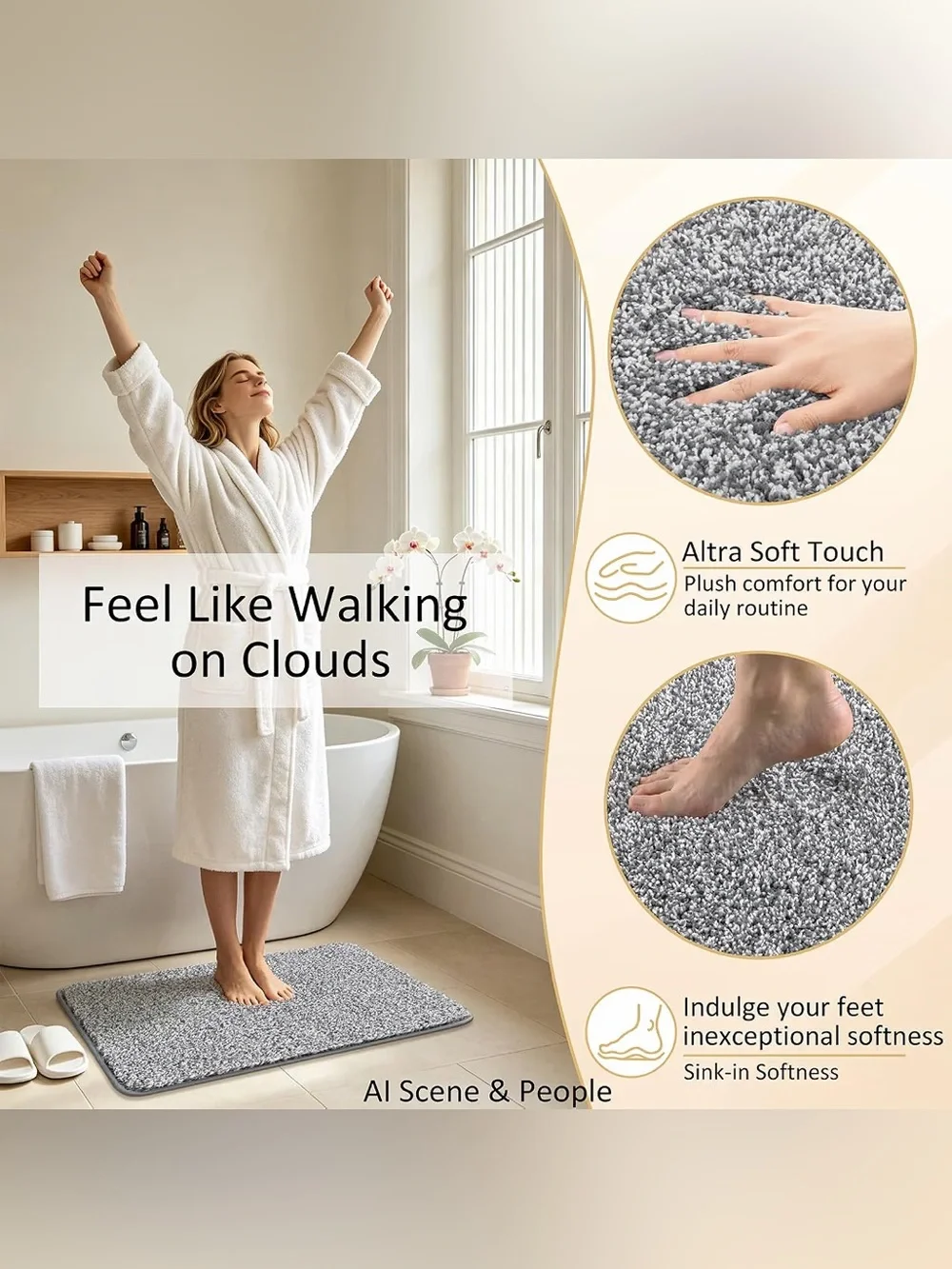 Bathroom Rugs Set 5 Piece, Non Slip Washable Bath Mats